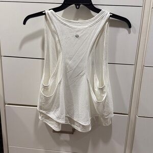 Lululemon Athletica White Striped Tank Top